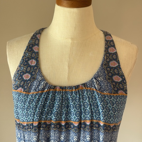 Patrons of Peace Blue boho halter top T strap open back rayon cropped size Med - Picture 4 of 10